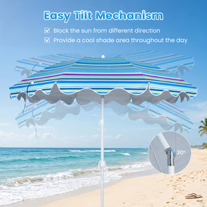 6.5 FT Beach Umbrella UPF 50+ with Sand Anchor for Garden Pool Backyard-Blue