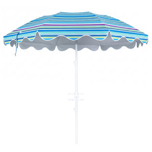 6.5 FT Beach Umbrella UPF 50+ with Sand Anchor for Garden Pool Backyard-Blue