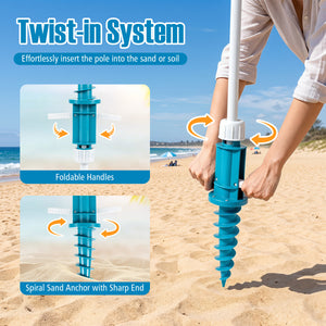 6.5 FT Beach Umbrella UPF 50+ with Sand Anchor for Garden Pool-Color
