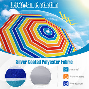 6.5 FT Beach Umbrella UPF 50+ with Sand Anchor for Garden Pool-Color