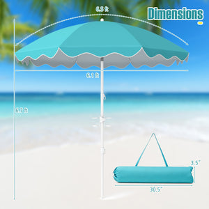 6.5 FT Beach Umbrella UPF 50+ with Sand Anchor for Garden Pool-Turquoise