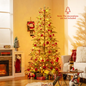 6.5 Feet Artificial Christmas Tree with Branch Tips and Colorful LED Lights