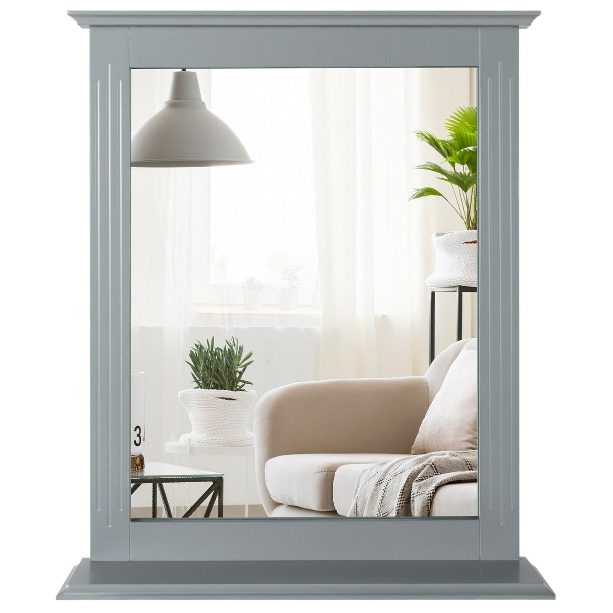 Wall-Mounted Multipurpose Vanity Mirror with Shelf-White