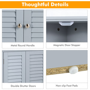 Adjustable Corner Storage Cabinet with Shutter Doors-White