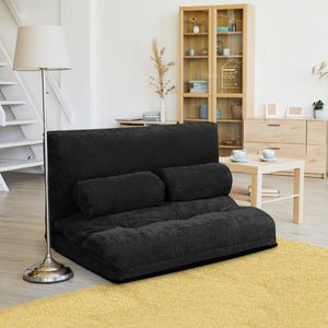6-Position Adjustable Sleeper Lounge Couch with 2 Pillows-Beige