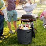 9.5 Gallon 4-in-1 Patio Rattan Cool Bar Cocktail Table Side Table-Black