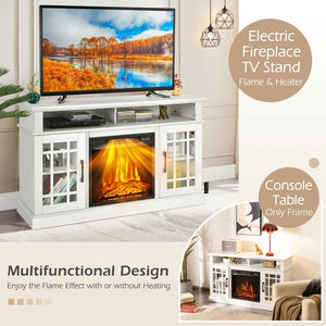 48 Inch Electric Fireplace TV Stand with Cabinets for TVs Up to 55 Inch-Black