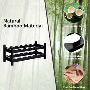 2-Tier 12 Bottles Bamboo Storage Shelf  Wine Rack-Natural