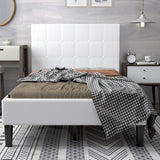 Platform Bed with Button Tufted Headboard-Gray