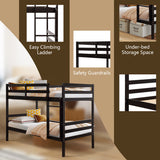 Twin Bunk Bed Children Wooden Bunk Beds Solid Hardwood-White