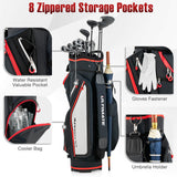 9.5 Inch Golf Cart Bag with 14 Way Dividers Top Organizer-Black