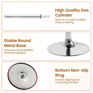 PU Leather Upholstered Bar Stools Set of 2 with Back and Adjustable Height-Brown