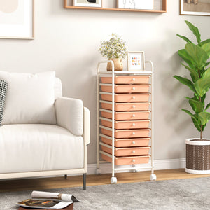 10 Drawer Rolling Storage Cart Organizer with 4 Universal Casters-Cherry by DirectDeals