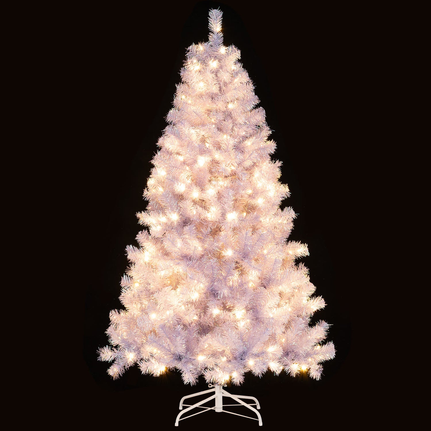 6/7.5 FT Pre-Lit Tinsel Christmas Tree Artificial Xmas Tree-S