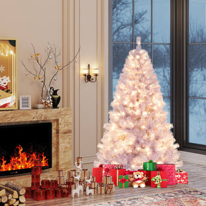6/7.5 FT Pre-Lit Tinsel Christmas Tree Artificial Xmas Tree-S