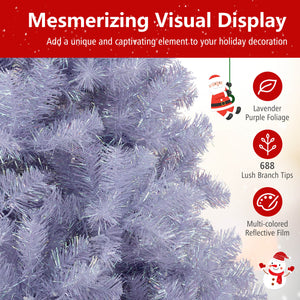 6/7.5 FT Pre-Lit Tinsel Christmas Tree Artificial Xmas Tree-S
