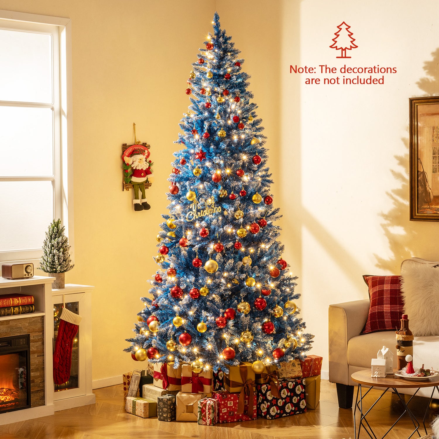 6/7/8/9 FT Artificial Christmas Tree with 767 Snowy Branch Tips-8 FT