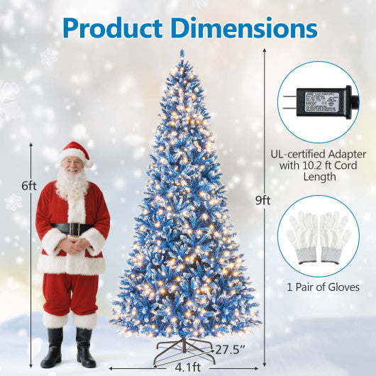 6/7/8/9 FT Artificial Christmas Tree with 767 Snowy Branch Tips-9 FT
