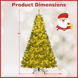 6/7/8 FT Pre-Lit Artificial Christmas Tree with Remote Control and LED Lights-8ft