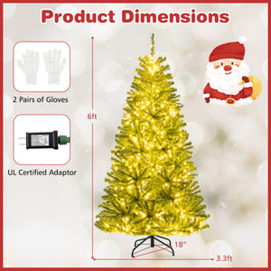 6/7/8 FT Pre-Lit Artificial Christmas Tree with Remote Control and LED Lights-S