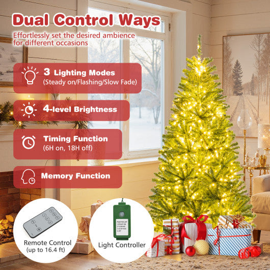 6/7/8 FT Pre-Lit Artificial Christmas Tree with Remote Control and LED Lights-S