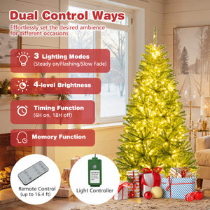 6/7/8 FT Pre-Lit Artificial Christmas Tree with Remote Control and LED Lights-S
