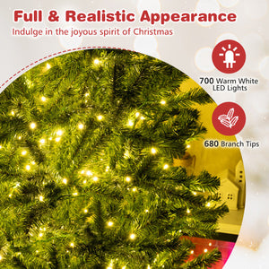 6/7/8 FT Pre-Lit Artificial Christmas Tree with Remote Control and LED Lights-7ft