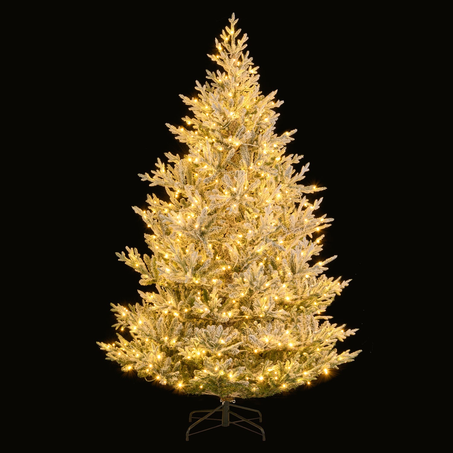 6/7/8 Feet Pre-Lit Artificial Christmas Tree Hinged Snow Flocked Xmas Tree-8 Feet