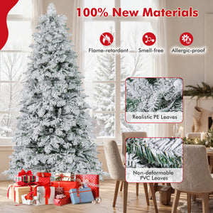 7.5 Feet Artificial Christmas Tree with Branch Tips and Colorful LED Lights