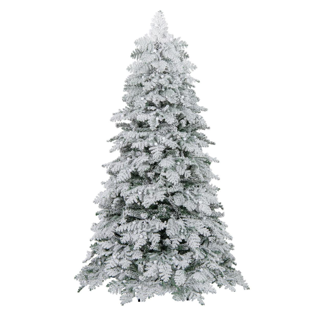 6/7 Feet Artificial Snow-flocked Christmas Tree Pre-lit Hinged Xmas Tree with 130 Twinkle Balls-6 Feet