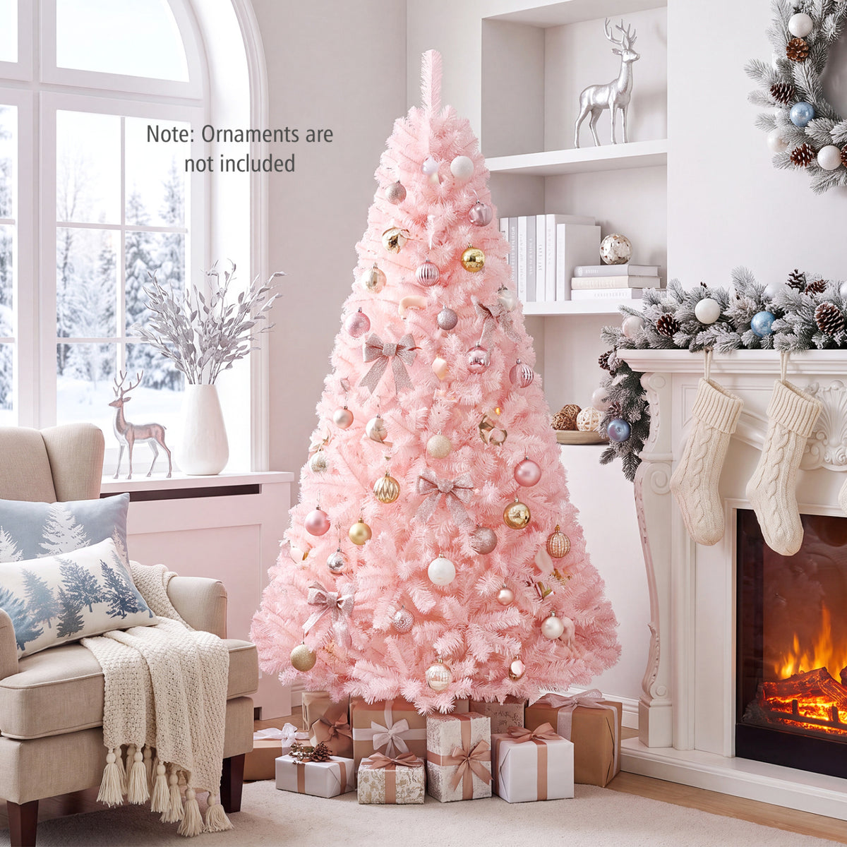 6/7 Feet Artificial Christmas Tree Hinged Full Fir Tree-6 Feet
