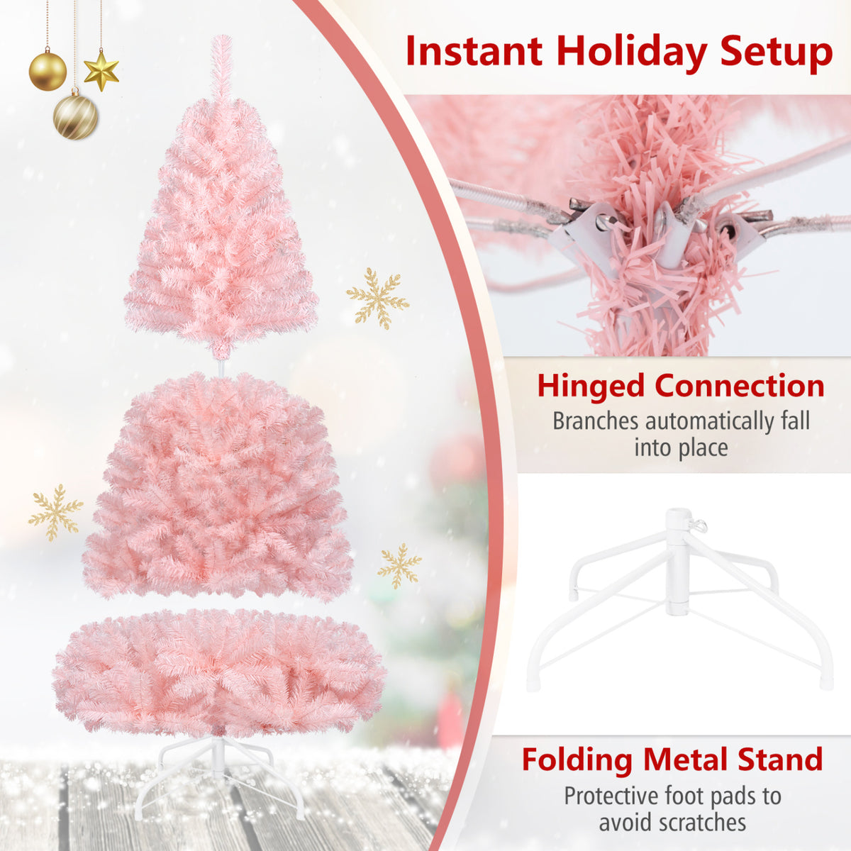 6/7 Feet Artificial Christmas Tree Hinged Full Fir Tree-6 Feet