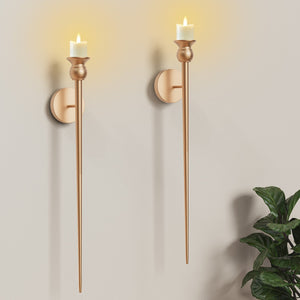 2-Pack Golden Candle Holder Torch Wall Light, Electronic Candle Wall Scone