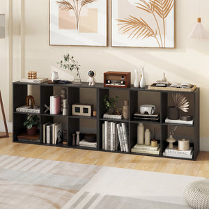 6 Cube Bookshelf with Back Guardrail for Living Room Bedroom-Black