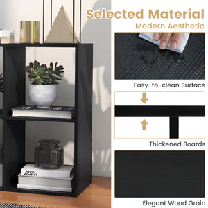6 Cube Bookshelf with Back Guardrail for Living Room Bedroom-Black