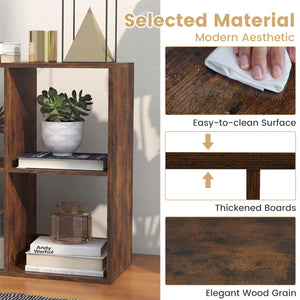 6 Cube Bookshelf with Back Guardrail for Living Room Bedroom-Rustic Brown