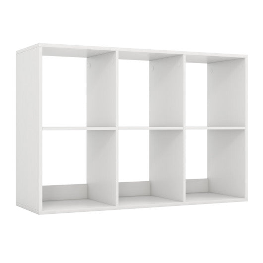 6 Cube Bookshelf with Back Guardrail for Living Room Bedroom-White