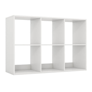 6 Cube Bookshelf with Back Guardrail for Living Room Bedroom-White