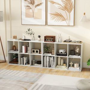 6 Cube Bookshelf with Back Guardrail for Living Room Bedroom-White