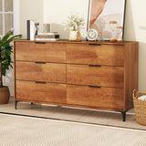 6-Drawer Dresser with Interlock System for Bedroom Living Room-Cherry