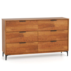 6-Drawer Dresser with Interlock System for Bedroom Living Room-Cherry