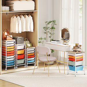 6-Drawer Rolling Storage Cart with Wooden Tabletop-Macaron