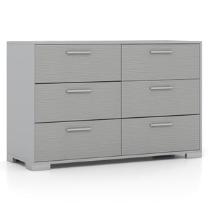 6 Drawer Storage Cabinet with Metal Legs Handles with Anti-Toppling Devices-Grey
