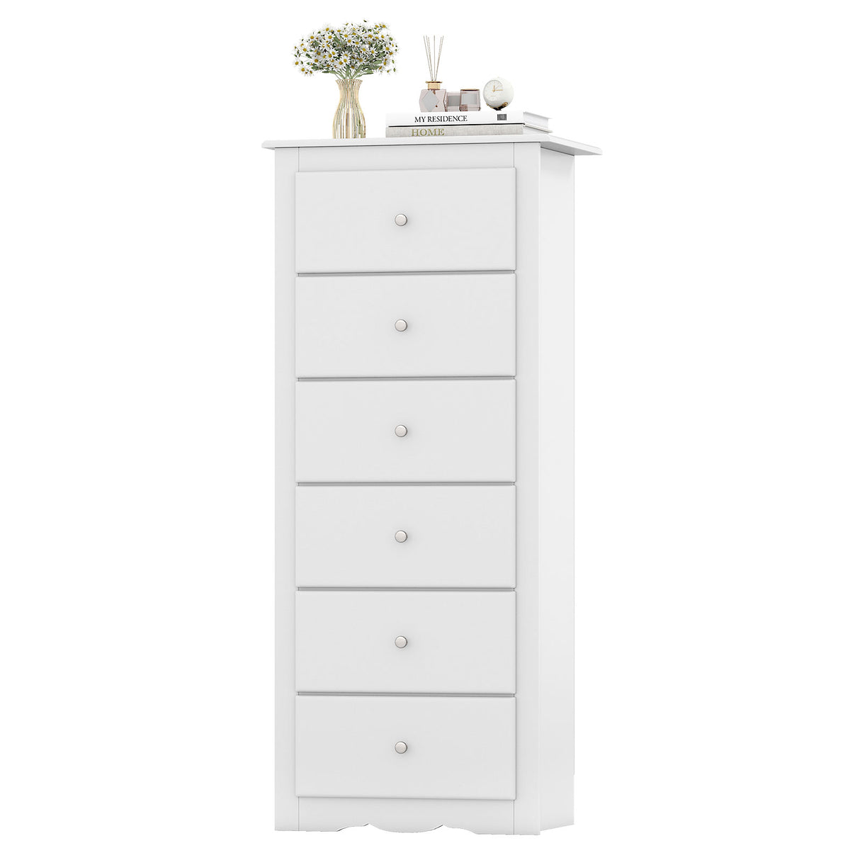 6 Drawers Chest Dresser Clothes Storage Bedroom Furniture Cabinet-White