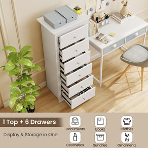 6 Drawers Chest Dresser Clothes Storage Bedroom Furniture Cabinet-White