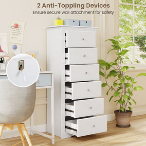 6 Drawers Chest Dresser Clothes Storage Bedroom Furniture Cabinet-White