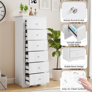 6 Drawers Chest Dresser Clothes Storage Bedroom Furniture Cabinet-White