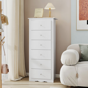 6 Drawers Chest Dresser Clothes Storage Bedroom Furniture Cabinet-White