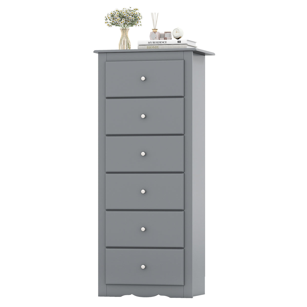 6 Drawers Chest Dresser Clothes Storage Bedroom Furniture Cabinet-White