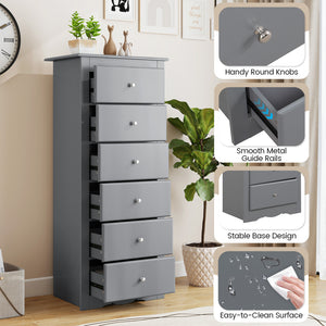 6 Drawers Chest Dresser Clothes Storage Bedroom Furniture Cabinet-Gray
